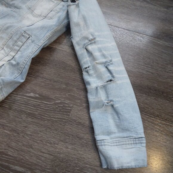 Jordan Craig Distressed Design Back Jean Jacket Size Medium - Picture 7 of 13